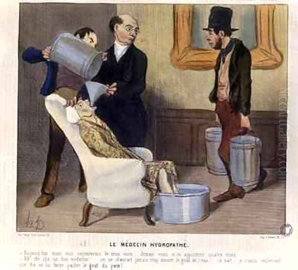 The Hydropathic Doctor caricature from La Caricature Oil Painting by Honore Daumier