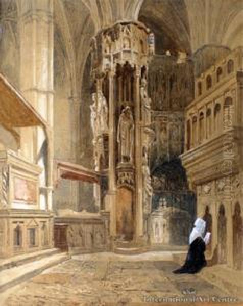 Porsche De La Cathedrale De Reims Oil Painting by John Skinner Prout