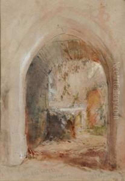 Archway At Mulrus Abbey Oil Painting by John Skinner Prout