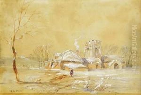 An English Winter Oil Painting by John Skinner Prout