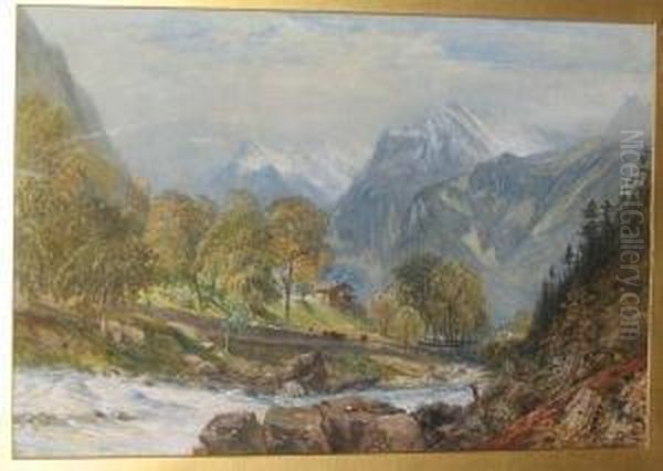 'altdorf And Tell's Chapel', And 'lake Lucern Burglen' Oil Painting by John Skinner Prout