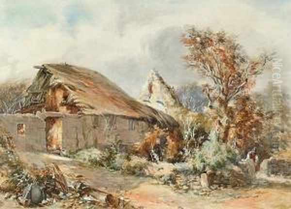 Farm Cottage Oil Painting by John Skinner Prout