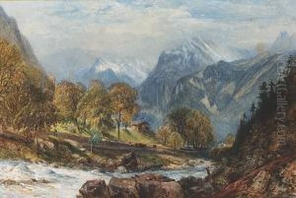 Berglen, Switzerland; Altdorf, Switzerland, A Pair Oil Painting by John Skinner Prout