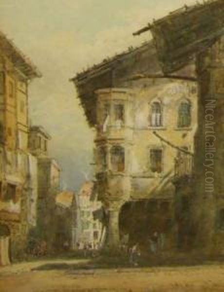 A Street Scene Pisa Oil Painting by Samuel Prout