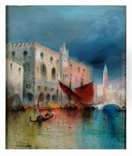 Venice Canal Scene Oil Painting by Samuel Prout