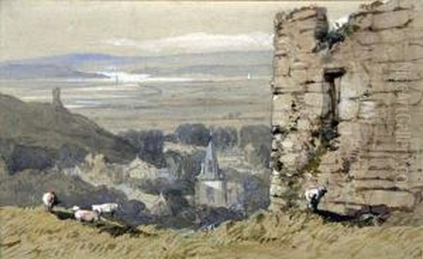 Braunton From The Chapel Hill, North Devon Oil Painting by Samuel Prout