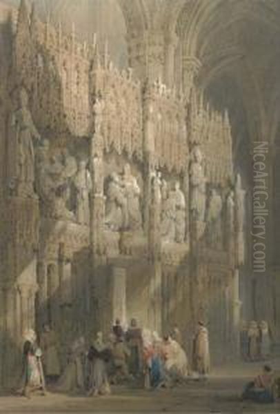 Inside Abbeville Cathedral Oil Painting by Samuel Prout