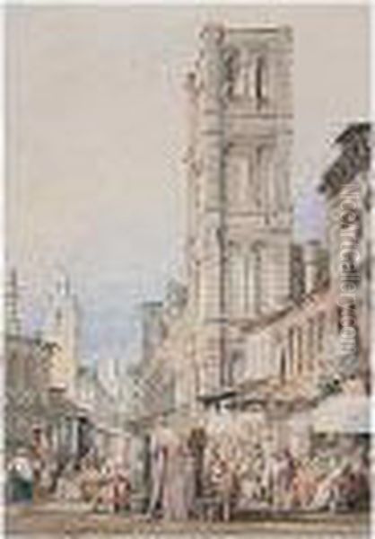 Street Scene In Italy Oil Painting by Samuel Prout