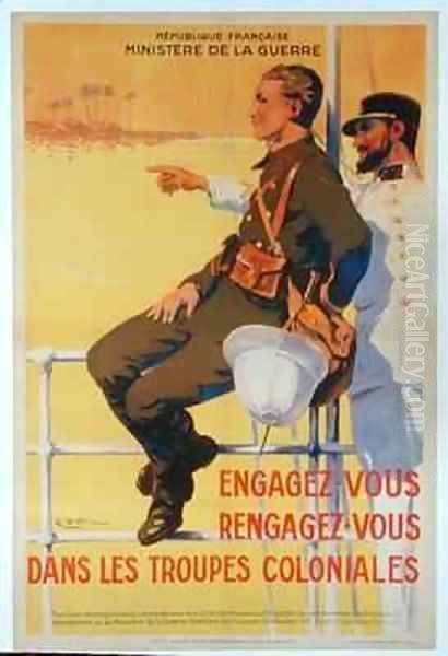 Recruitment poster for the French colonial forces Oil Painting by Gaston Dutriac