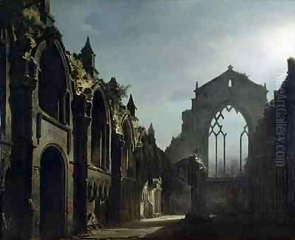 Ruins of Holyrood Chapel Oil Painting by Louis Jacques Mande Daguerre