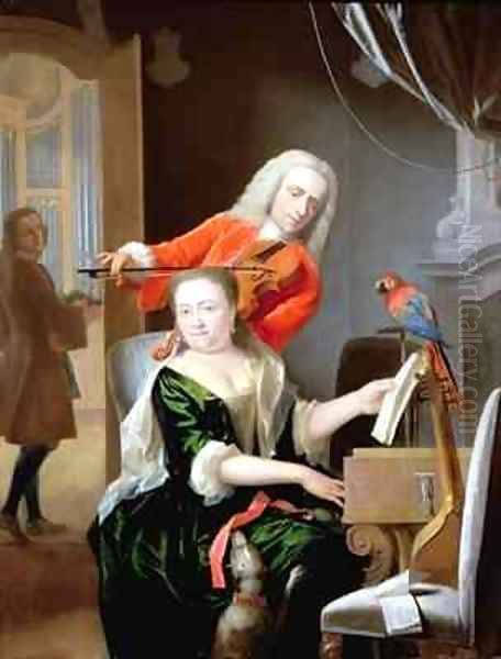 A Musical Company Oil Painting by Philip van Dijk