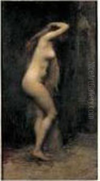 Femme, Debout, Nue Et Echevelee. Oil Painting by Victor Prouve