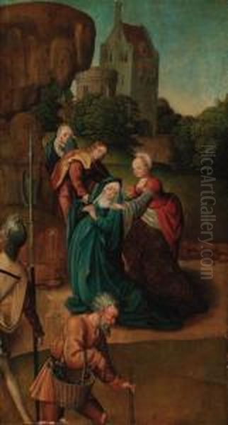 The Madonna Swooning At The Foot Of The Cross With The Threemarees Oil Painting by Jan Provost