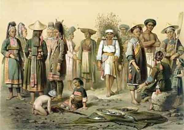 Mixed Populations from South of Yunnan China Oil Painting by Louis Delaporte