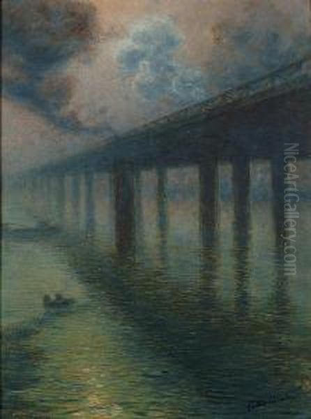 Bridge Over The River Oil Painting by Gaston Prunier