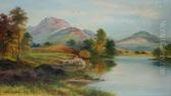 Depicting A Fisherman In A Highland Setting Oil Painting by George Willis Pryce