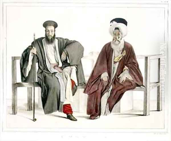 A Greek Priest and a Turk Oil Painting by Louis Dupre