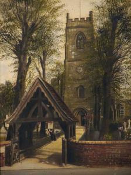 Erdington Parish Church Oil Painting by George Willis Pryce