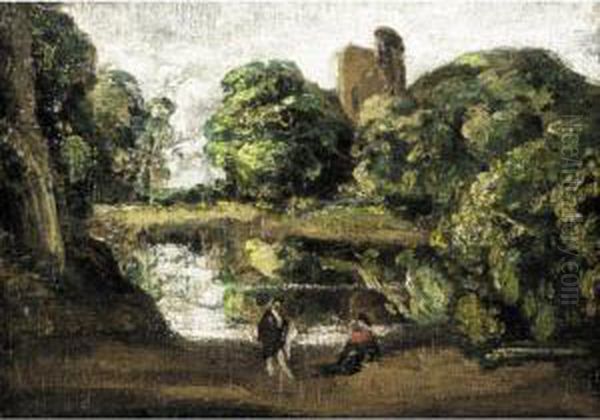 Romantic Landscape (a Little Shade) Oil Painting by James Ferrier Pryde