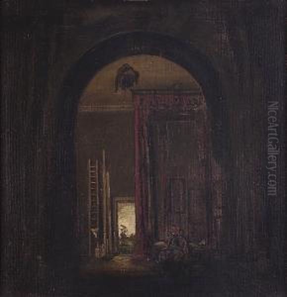 Interior Scene Oil Painting by James Ferrier Pryde