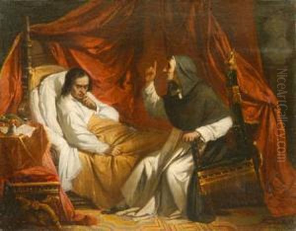 Il Savonarola Al Letto Di Morte Di Lorenzo Il Magnifico Oil Painting by Antonio Puccinelli