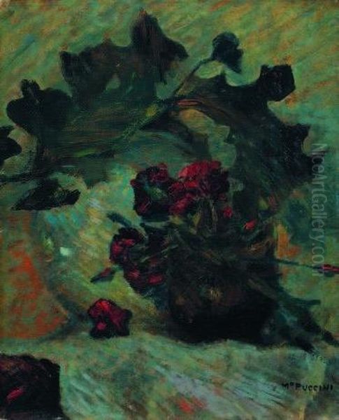 Fiori Rossi Oil Painting by Mario Puccini