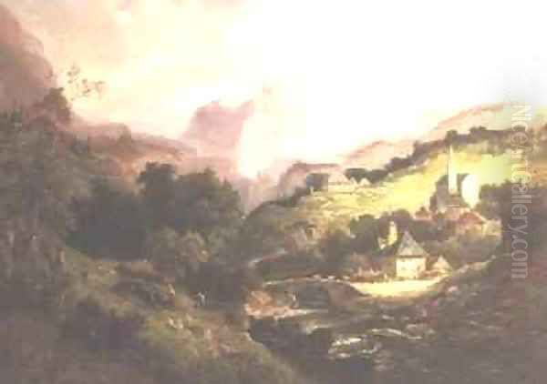 Mont Cernis and the Village of St Michelle Oil Painting by Pieter Cornelis Dommerson