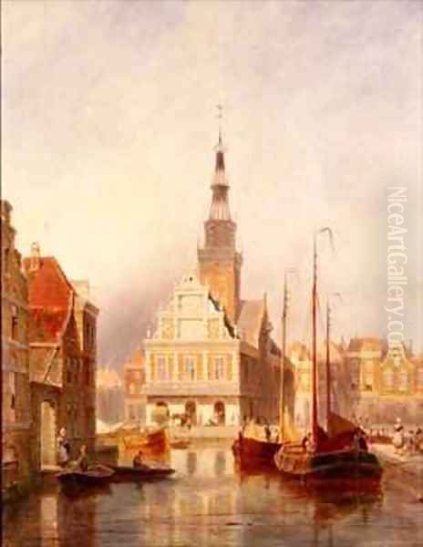 The Weighing House Alkmaar Holland Oil Painting by Pieter Cornelis Dommerson