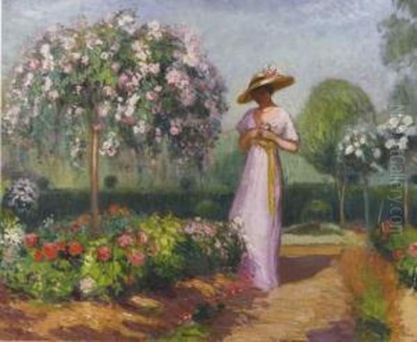 Elegante Au Jardin Oil Painting by Denys Puech