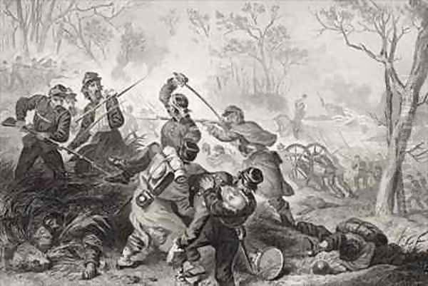 Death of Colonel Edward D Baker 1811-61 at the Battle of Balls Bluff Virginia Oil Painting by Felix Octavius Carr Darley