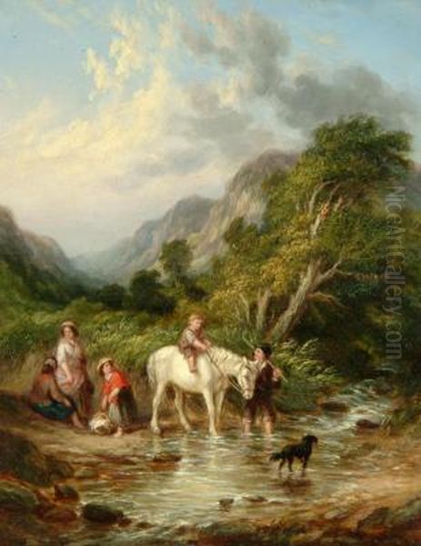 Crossing The Stream, And The Tired Geaners Oil Painting by John Anthony Puller