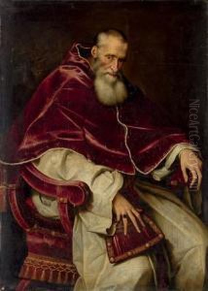 Portrait Of Alessandro Farnese 
(1468-1549), Pope Paul Iii (1534-1549), Seated Three-quarter-length, In A
 Papal Robes Oil Painting by Scipione Pulzone