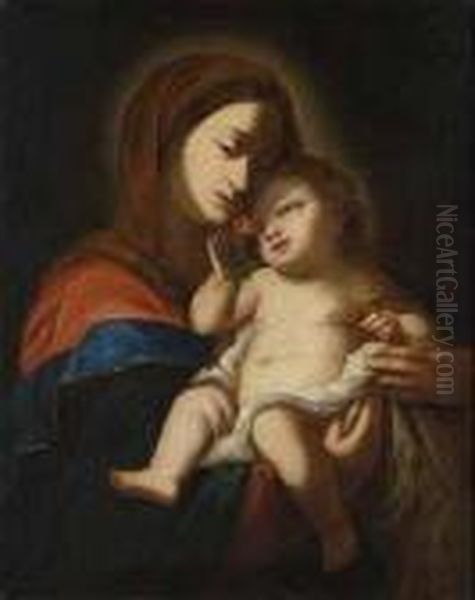 Madonna Mit Kind, Das Ein Kreuz Und Eine Rose Halt. Oil Painting by Scipione Pulzone