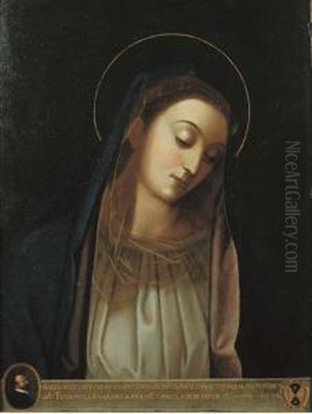 Madonna In Preghiera Con Ritratto Di Donatore E Stemmanobiliare Oil Painting by Scipione Pulzone