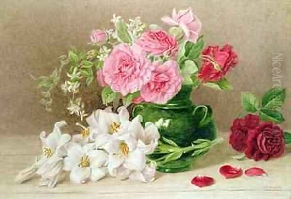 Roses and Lilies Oil Painting by Mary Elizabeth Duffield