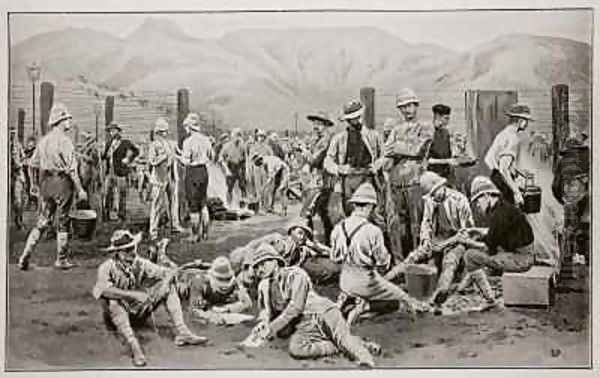 British prisoners waiting for release The camp at Nooitgedacht Oil Painting by Frank Dadd