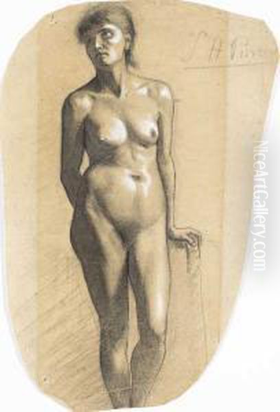 Life Drawing Of Standing Woman Oil Painting by Sarah Henrietta Purser