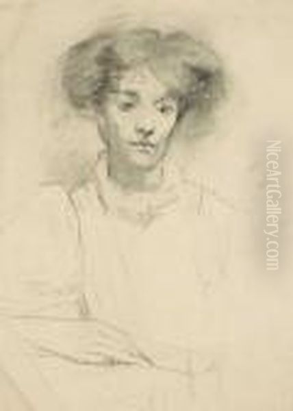 Portrait Study: Young Woman With Elaborately Coiffed Hair by Sarah Henrietta Purser