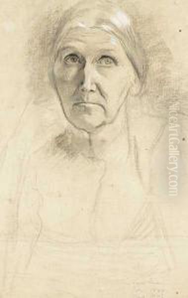 Head Of An Old Woman Oil Painting by Sarah Henrietta Purser