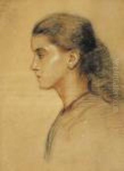 Young Woman In Profile Oil Painting by Sarah Henrietta Purser