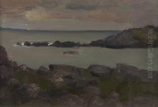 Rocky Coast Oil Painting by Sarah Henrietta Purser