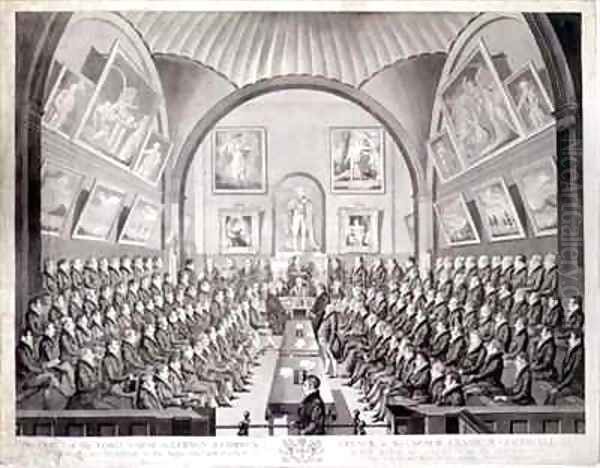 The Lord Mayor Aldermen and Common Council in the Council Chamber Guildhall London Oil Painting by Richard Dighton