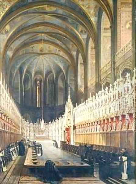 Interior of Albi Cathedral Oil Painting by Adrien Dauzats