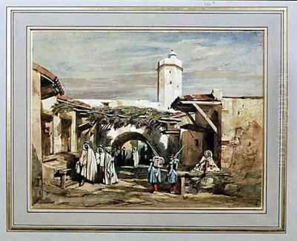 The Port of Blida Algeria Oil Painting by Adrien Dauzats