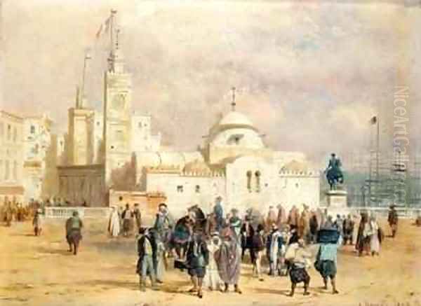 Place du Gouvernement Algeria Oil Painting by Adrien Dauzats