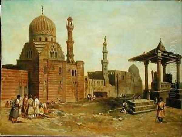 Mosques and Minarets Oil Painting by Adrien Dauzats