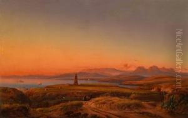 Chile, Motivaus Valparaiso Oil Painting by Josef Carl Berthold Puttner