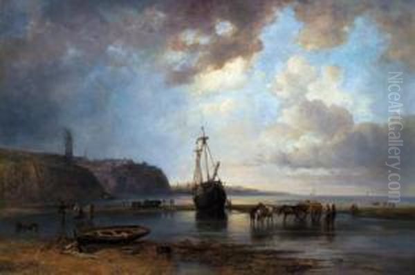 Fishermen Returning Oil Painting by Josef Carl Berthold Puttner