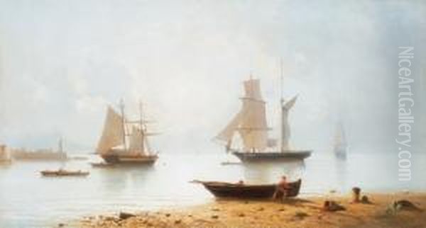 Sailing Boats Oil Painting by Josef Carl Berthold Puttner