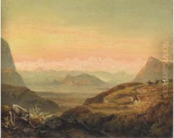 The Road To Santiago De Chile Oil Painting by Josef Carl Berthold Puttner